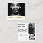 Foto QR-Code | Fotograf Fotografie weiß QR Quadratische Visitenkarte (Vorne/Hinten)
