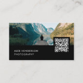Foto QR-Code | Fotografie Schwarz Visitenkarte (Vorderseite)