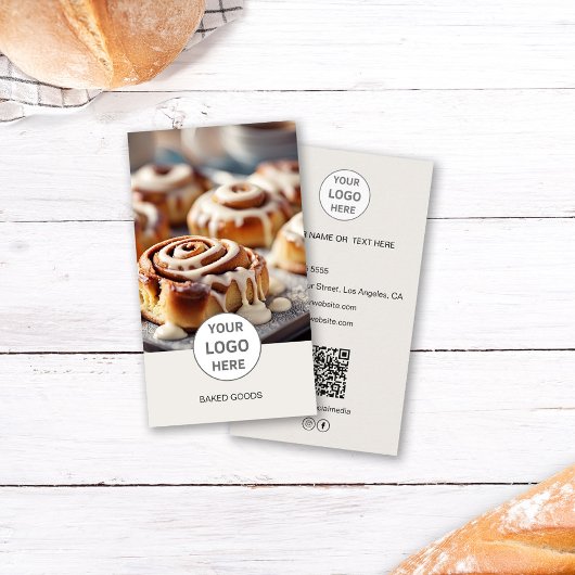 Foto QR-Code für Bäckerei-Logo Tan Business Card Visitenkarte