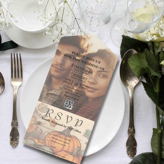 Foto QR-Code für Herbstfallernte Wasserfarbe All In One Einladung