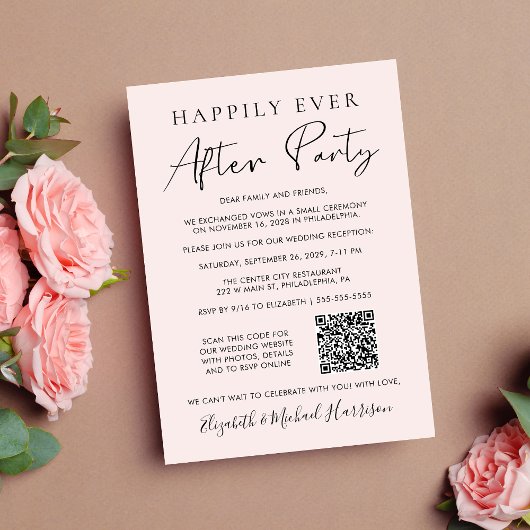 Foto QR Code für Hochzeitempfang Rosa Ankündigung