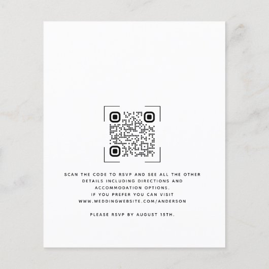 FOTO QR Code für Hochzeitsfeiern (Rückseite)