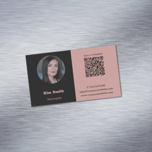 Foto QR-Code für Rosa und Schwarz Magnetische Visitenkarte (Beispiel)