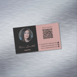 Foto QR-Code für Rosa und Schwarz Magnetische Visitenkarte