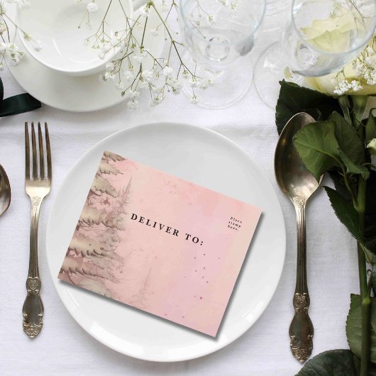 Foto QR-Code für Rosa Winterschnee Pine Tree All In One Einladung