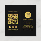 Foto QR-Code für Schwarz-Gold-Firmenlogos Quadratische Visitenkarte (Rückseite)