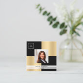 Foto QR-Code für Schwarzes Gold Quadratische Visitenkarte (Stehend Vorderseite)