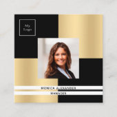 Foto QR-Code für Schwarzes Gold Quadratische Visitenkarte (Vorderseite)