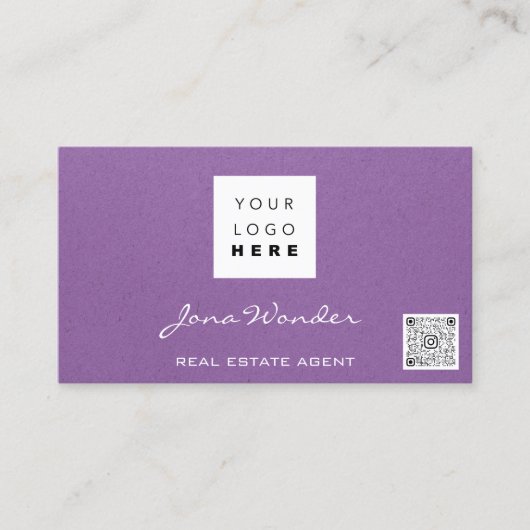 Foto QR-Code für Social Media-Logos Lila machen Visitenkarte (Vorderseite)