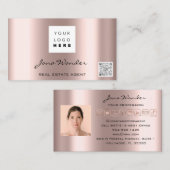 Foto QR Code für Social Media-Logos Rose Visitenkarte (Vorne/Hinten)