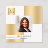 Foto QR-Code für Weißgold Quadratische Visitenkarte (Vorderseite)