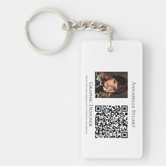 Foto-QR-Code Geschäft Unternehmen Groß Schlüsselanhänger (Vorderseite)