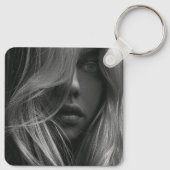 Foto QR Code Geschäftslogo Schwarzes Business Schlüsselanhänger (Rückseite)