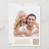 Foto QR Code Gold Creme Background Vellum Overlay Einladung (Rückseite)