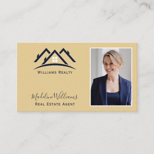 Foto QR Code Gold Real Anwesen Agent Visitenkarte (Vorderseite)