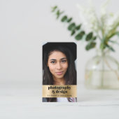 Foto QR Code Gold Visitenkarte (Stehend Vorderseite)