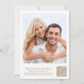 Foto QR Code Gold Weißer Hintergrund Vellum Overla Einladung (Rückseite)