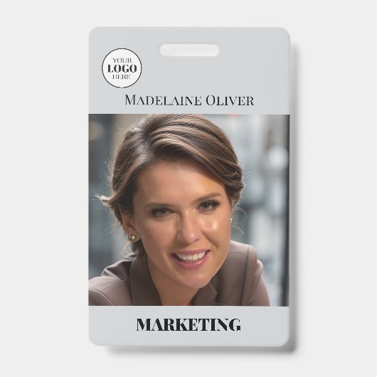 Foto QR Code Grau Logo Abzeichen für Mitarbeiter-I Ausweis (Front)