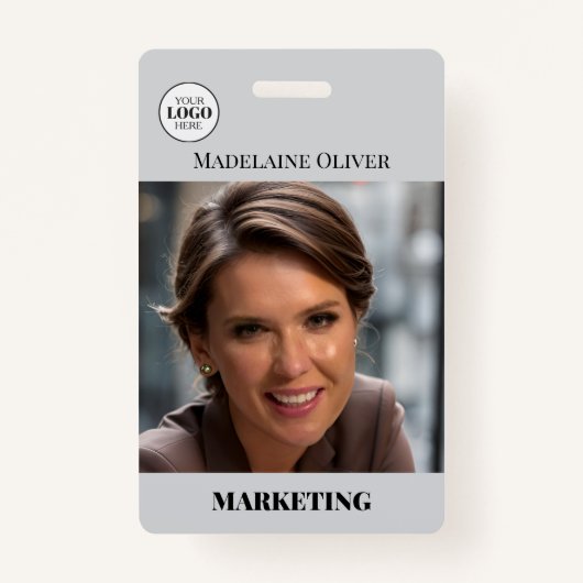 Foto QR Code Grau Logo Abzeichen für Mitarbeiter-I Ausweis (Vorderseite)