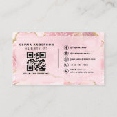 Foto QR Code Haarstiel Rosa Agate Marmor Visitenkarte (Rückseite)