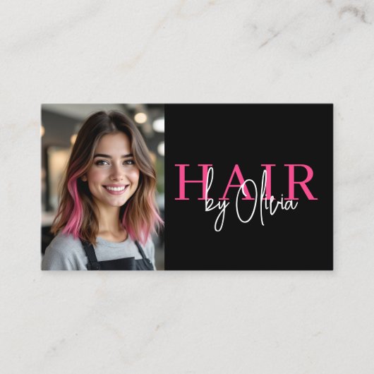 Foto QR Code Haarstylist Typografie Visitenkarte (Vorderseite)