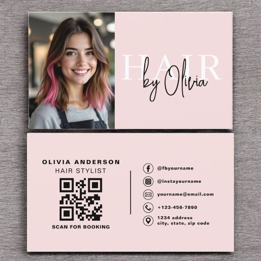 Foto QR Code Haarstylist Typografie Visitenkarte