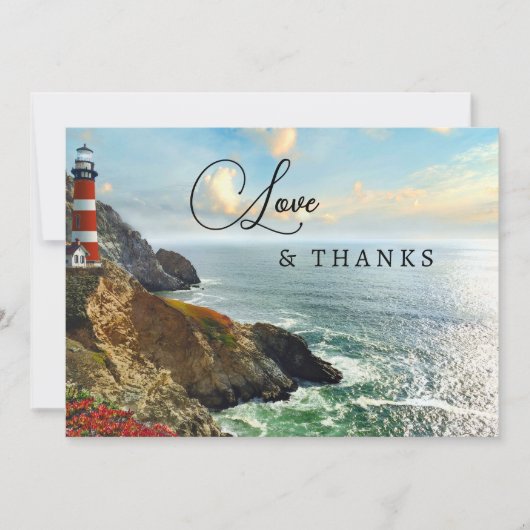 Foto QR Code Hochzeit des Küstenlichtthauses Dankeskarte (Vorderseite)