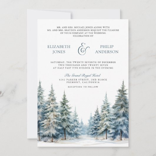 Foto QR Code Hochzeit des Winterschneewaldes Einladung (Vorderseite)