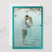 Foto QR-Code-Hochzeit in Urlaubsort für aquamarine Einladung (Rückseite)