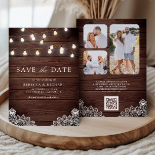 Foto QR Code Hochzeitung von Holzbalken Save The Date