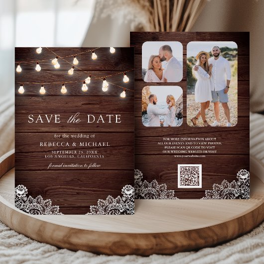 Foto QR Code Hochzeitung von Holzbalken Save The Date
