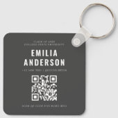 Foto QR-Code-Info-Visitenkarte für moderne Abschlu Schlüsselanhänger (Rückseite)