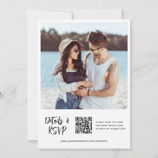 Foto QR Code Lässig Wedding Einladung (Rückseite)