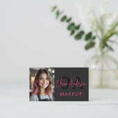 Foto QR Code Makeup Artist Hot Pink Black Visitenkarte (Stehend Vorderseite)