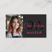 Foto QR Code Makeup Artist Hot Pink Black Visitenkarte (Vorderseite)