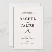 Foto QR Code Minimalist Schleife Hochzeit Coquette Save The Date (Vorderseite)