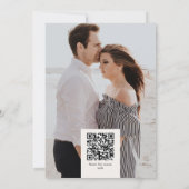 Foto QR Code Minimalist Schleife Hochzeit Coquette Save The Date (Rückseite)