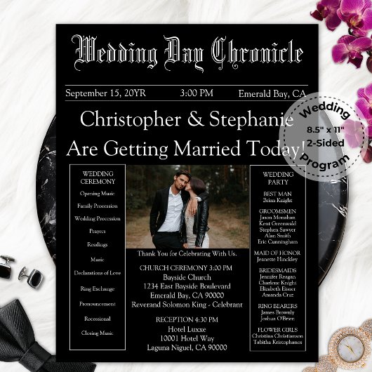 Foto QR Code Minimalistisch Newspaper Wedding Prog