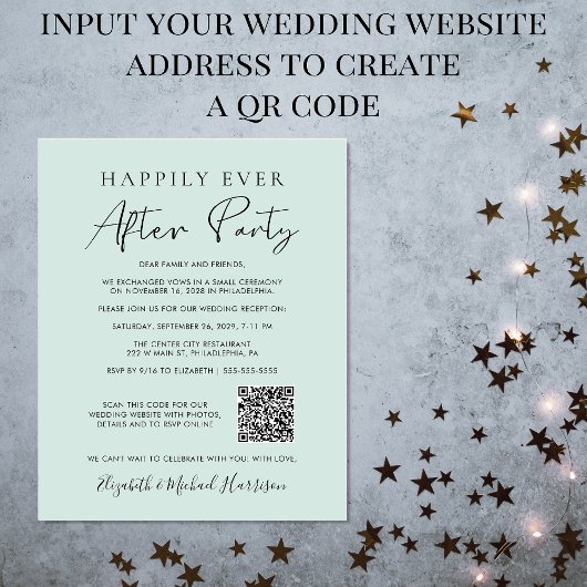 Foto QR Code Mint Hochzeitsempfang Einladung