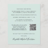 Foto QR Code Mint Hochzeitsempfang Einladung (Rückseite)