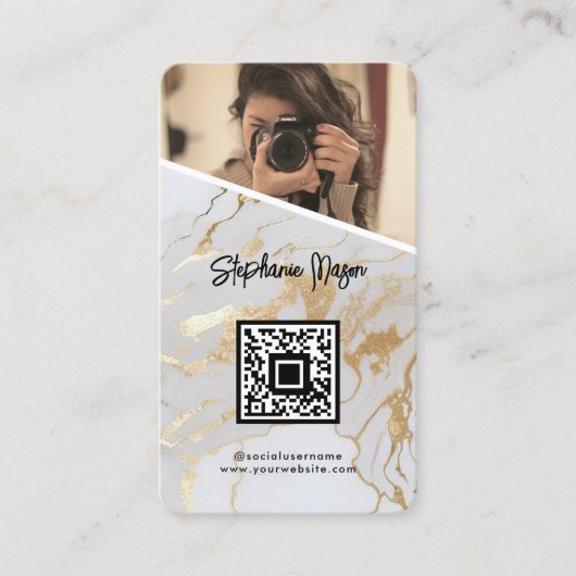 Foto QR Code Modern Fotografie Visitenkarte (Vorderseite)