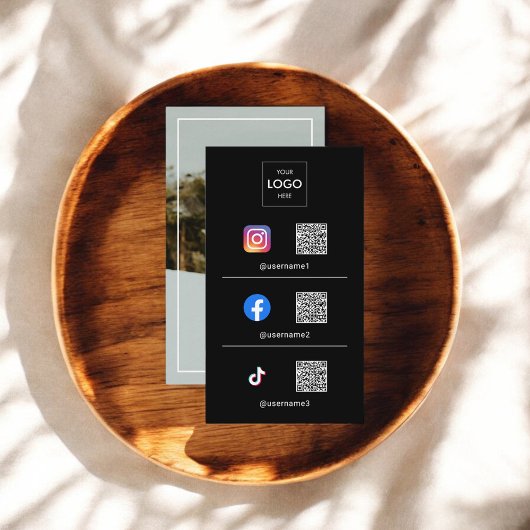 Foto QR Code Modern Logo Black Visitenkarte