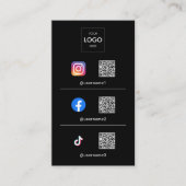 Foto QR Code Modern Logo Black Visitenkarte (Vorderseite)