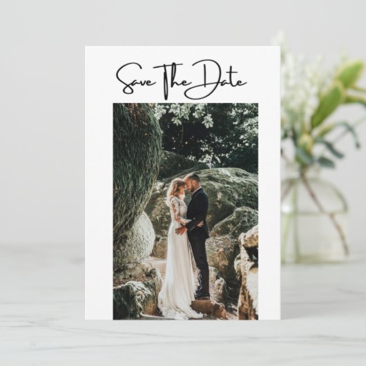 Foto QR Code Moderne Hochzeiten speichern die Datu Save The Date (Stehend Vorderseite)