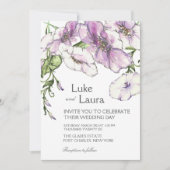 Foto QR Code Moderne Pansy Wedding Einladung (Vorderseite)