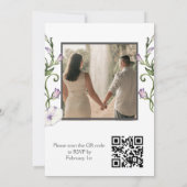 Foto QR Code Moderne Pansy Wedding Einladung (Rückseite)