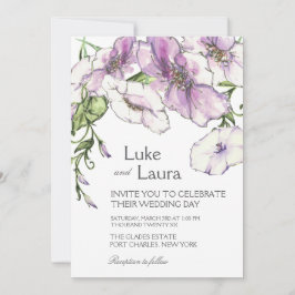 Foto QR Code Moderne Pansy Wedding Einladung