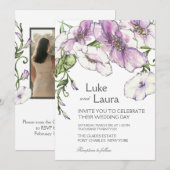 Foto-QR-Code Moderne Stiefmütterchen-Hochzeit Einladung (Vorne/Hinten)