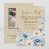 Foto QR Code Moderne Wildblume Hochzeit Einladung (Vorne/Hinten)