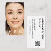 Foto QR Code Monogram Simple Elegant Visitenkarte (Vorne/Hinten)